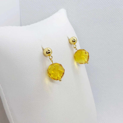 Natural Citrine Stud Earrings with 10-12mm stones in Stainless Steel