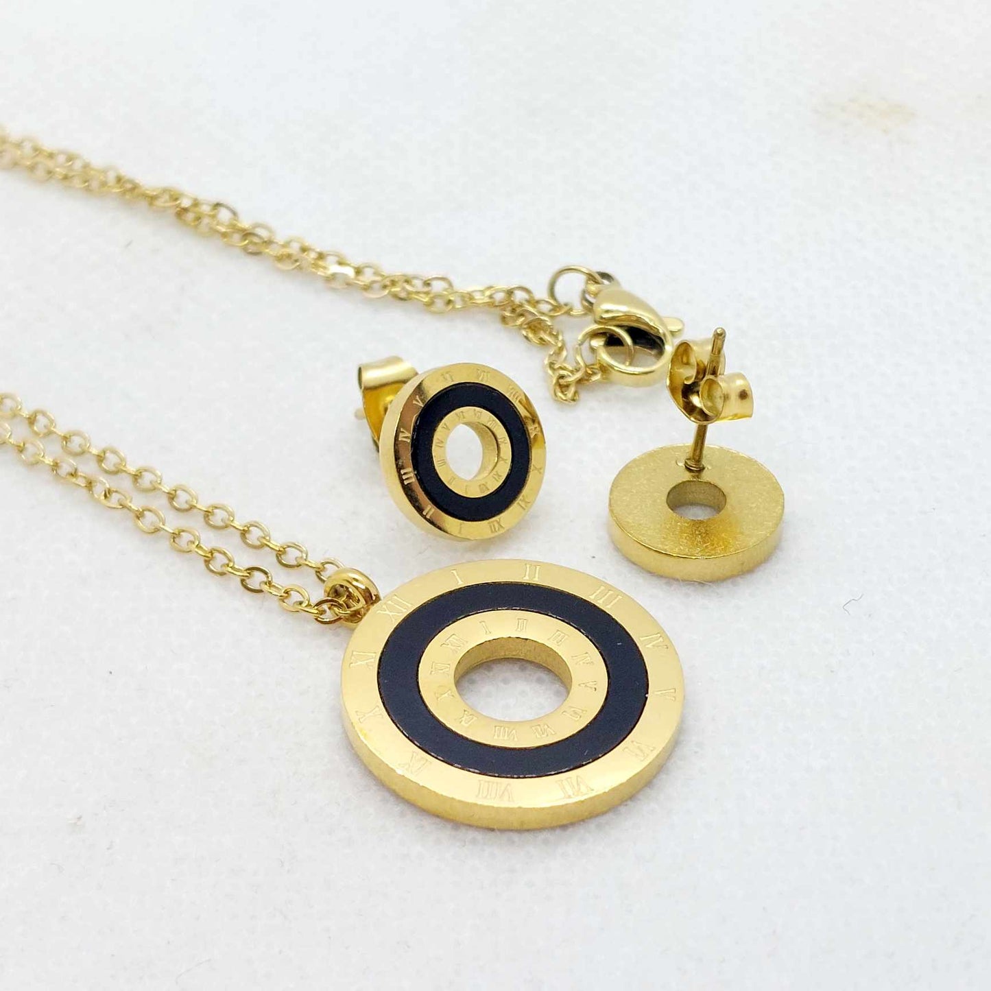 Mini Set with Zircon  in Stainless Steel Gold Plated