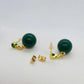 Natural Hetian Jade with 12mm Stones Dangle Stud Earrings in Gold Plated Sterling Silver