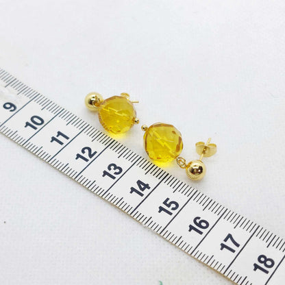 Natural Citrine Stud Earrings with 10-12mm stones in Stainless Steel