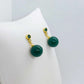 Natural Hetian Jade with 12mm Stones Dangle Stud Earrings in Gold Plated Sterling Silver