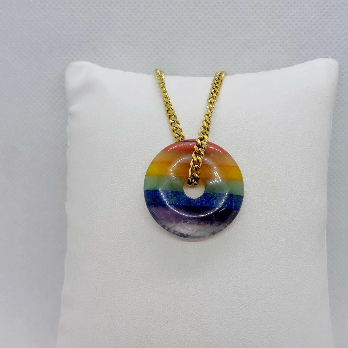 Natural Stone Chakra Pendant with Stainless Steel Necklace