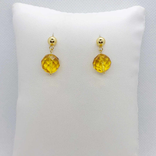 Natural Citrine Stud Earrings in Gold Plated Stainless Steel