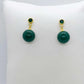 Natural Hetian Jade with 12mm Stones Dangle Stud Earrings in Gold Plated Sterling Silver