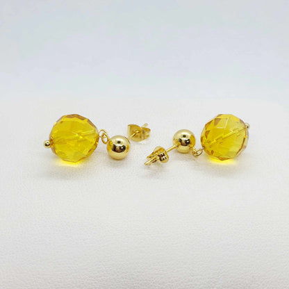 Natural Citrine Stud Earrings with 10-12mm stones in Stainless Steel