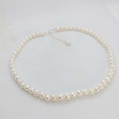 Natural Freshwater Pearl Choker Necklace with 7-8mm stones 15-16inches