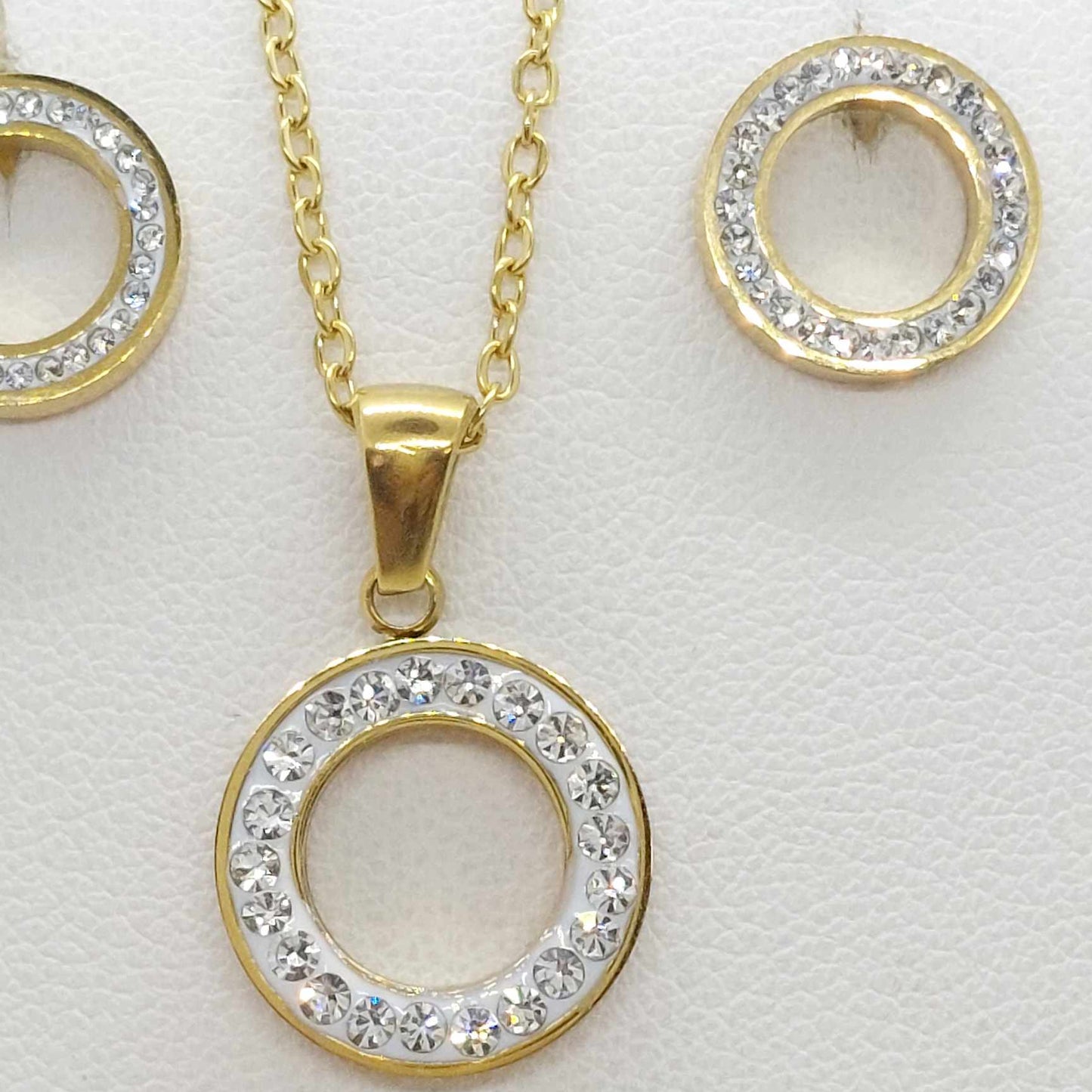 Mini Set with Zircon in Stainless Steel Gold Plated