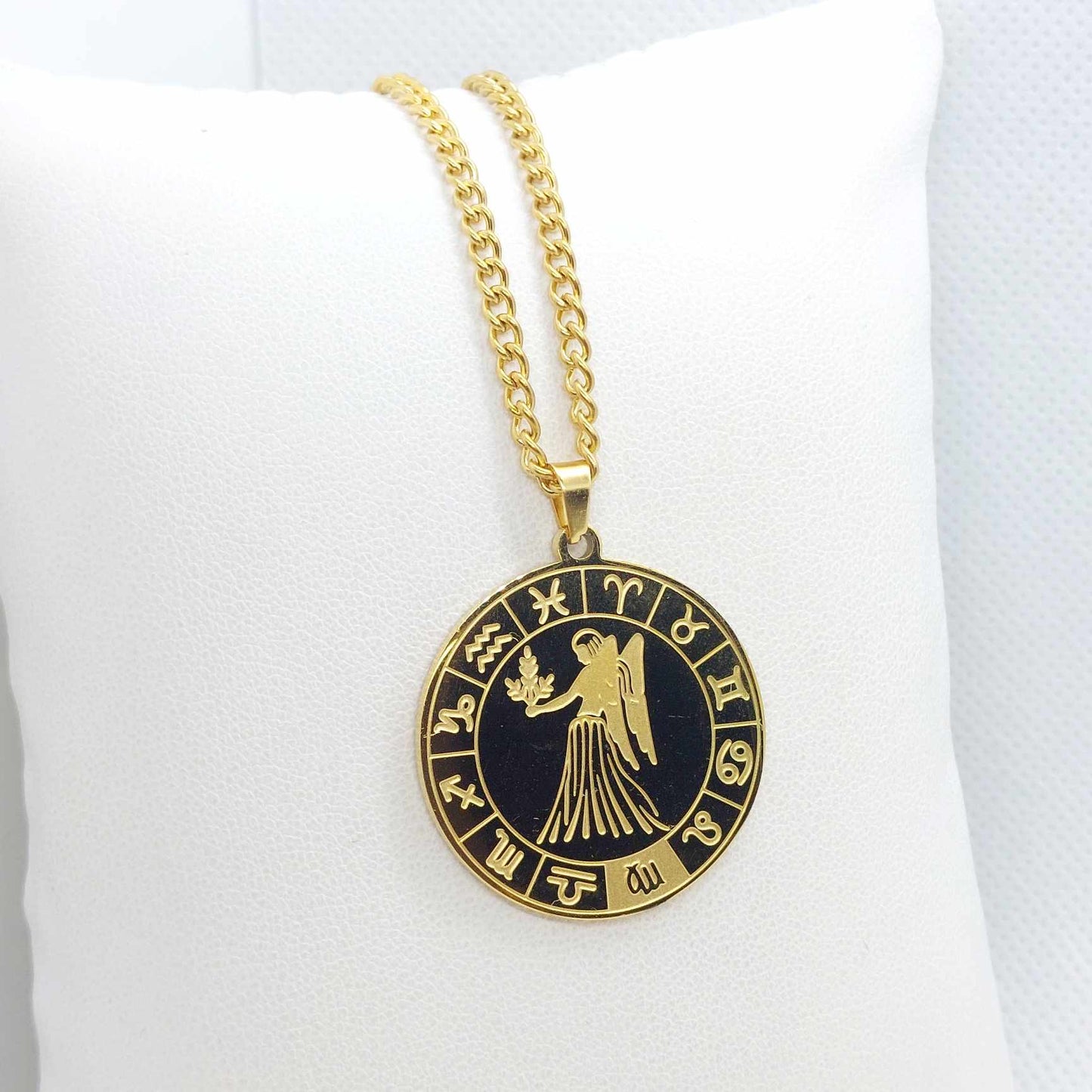 Virgo Star Sign  Pendant with Gold Plated Stainless Steel Chain Necklace