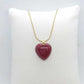 Synthetic Vermilion Cinnabar Heart Pendant with Stainless Steel Necklace