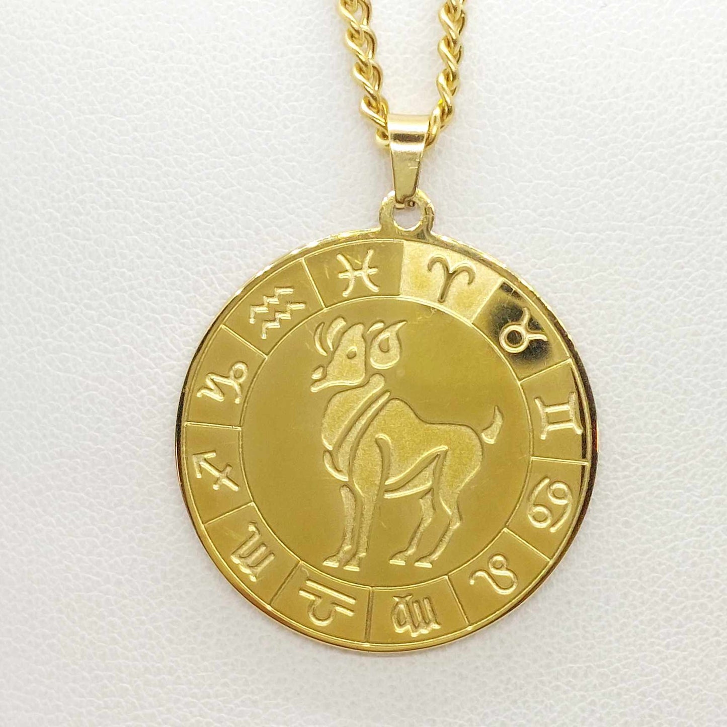 Aries Star Sign  Pendant with Gold Plated Stainless Steel Chain Necklace