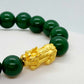 Natural Hetian Jade with Large Silver Pixiu Bracelet in 12mm Stones