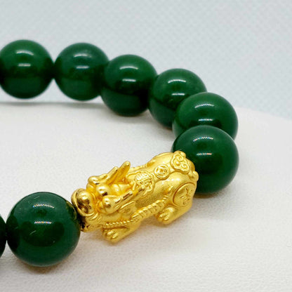 Natural Hetian Jade Bracelet in 10-12 mm Stones