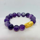 Natural Amethyst with Large Silver Pixiu Bracelet in 12mm Stones
