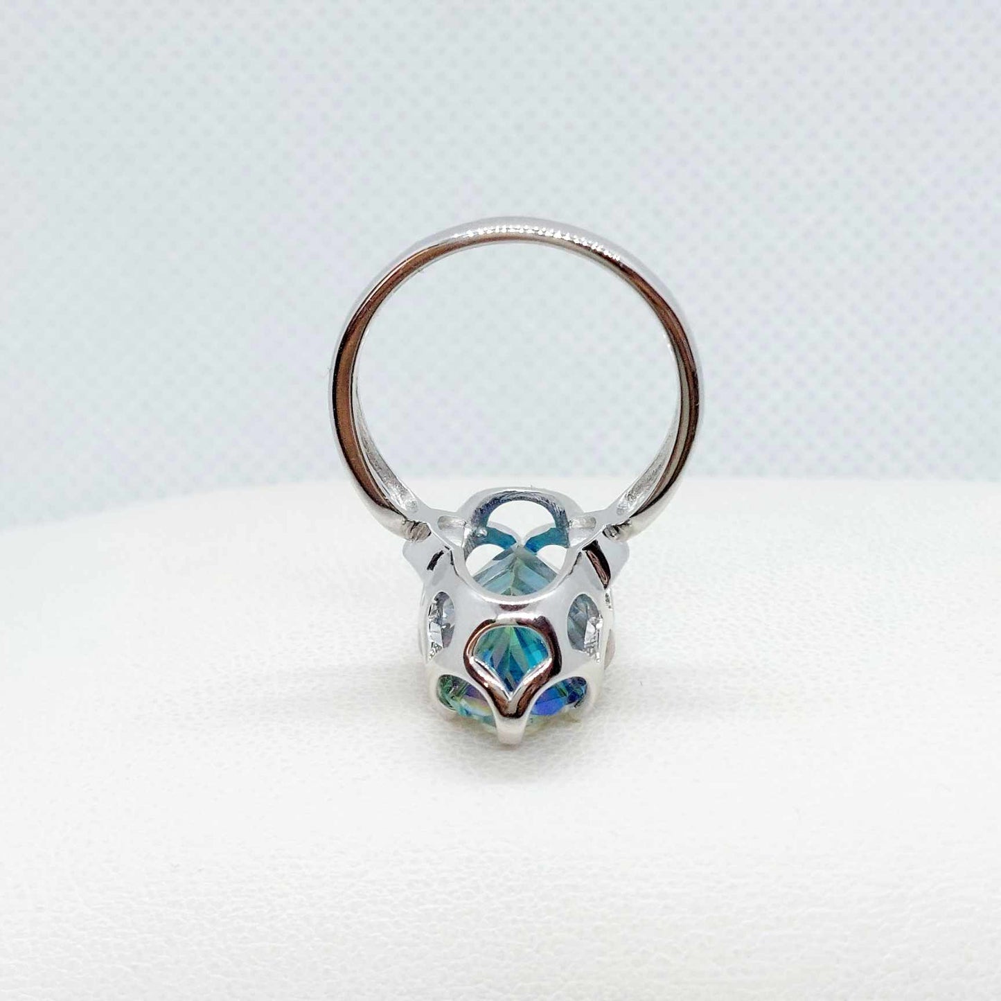 Natural Rainbow Mystic Quartz Ring with 11.8ct Stone in Sterling Silver