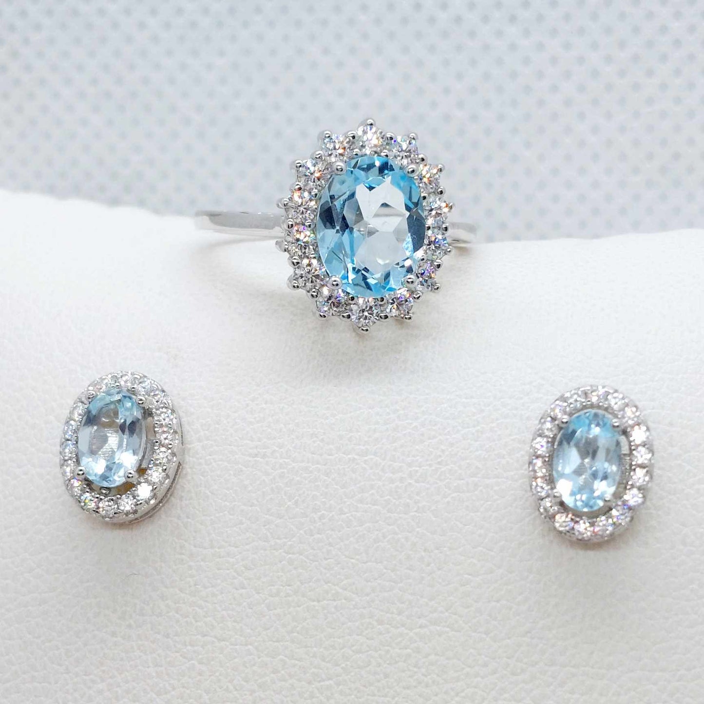 Natural Blue Topaz Earrings with 1ct Stones in Sterling Silver