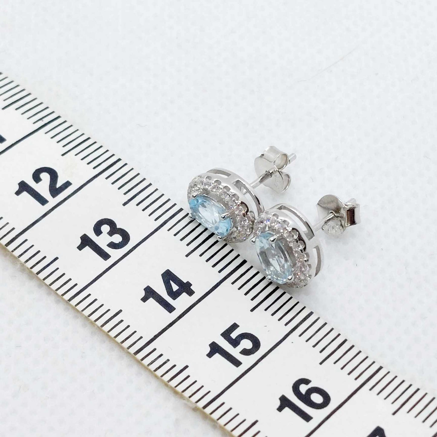 Natural Blue Topaz Earrings with 1ct Stones in Sterling Silver