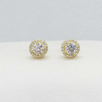 Moissanite 1ct Diamond Earrings in Sterling Silver Gold Plated