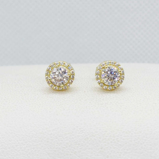 Moissanite 1ct Diamond Earrings in Sterling Silver Gold Plated