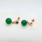 Natural Hetian Jade with 12mm Stones Dangle Stud Earrings in Rose Gold Plated Sterling Silver