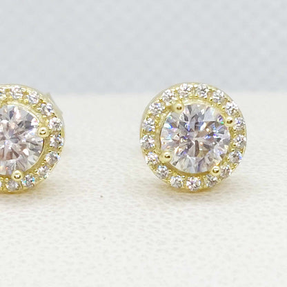 Moissanite 1ct Diamond Earrings in Sterling Silver Gold Plated