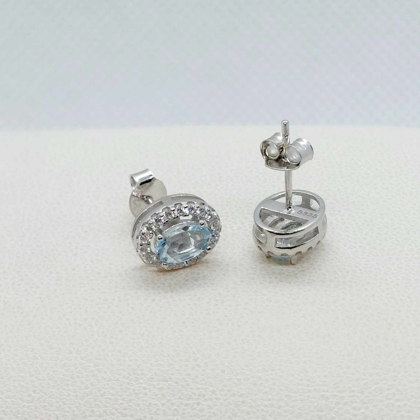 Natural Blue Topaz Earrings with 1ct Stones in Sterling Silver