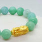 Natural Burmese Jade with Large Silver Pixiu Bracelet in 12mm Stones