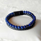 Natural Stone Leather Bracelets for Men with Hematite, Lapis, Turquoise or Tiger Eye