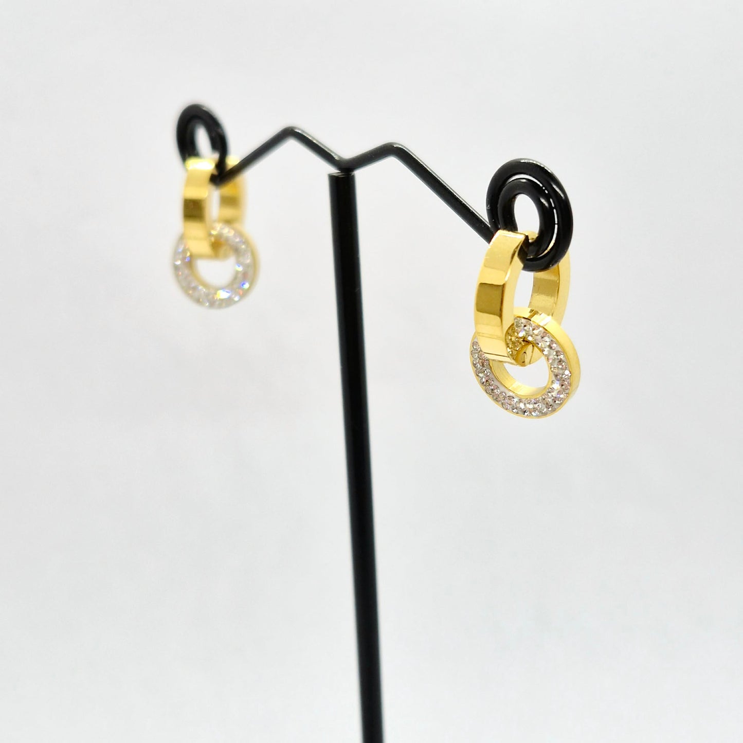 Zircon Circle Hoop Earrings in Stainless Steel Gold Plated