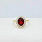 Natural Garnet Ring Princess Diana 2.5ct in Gold Plated Sterling Silver