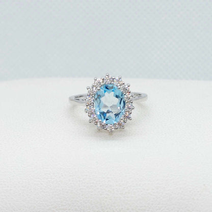 Natural Blue Topaz Ring with 2.3ct Stone in Sterling Silver