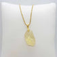 Natural Libyan Desert Glass Stone Pendant with Stainless Steel Gold Plated Necklace Chain