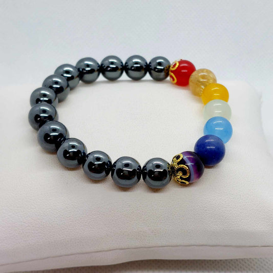 Natural Hematite Chakra Bracelet in 10mm Stones