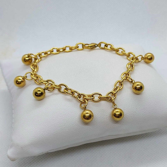 Stainless Steel Ball Bracelet Gold Plated