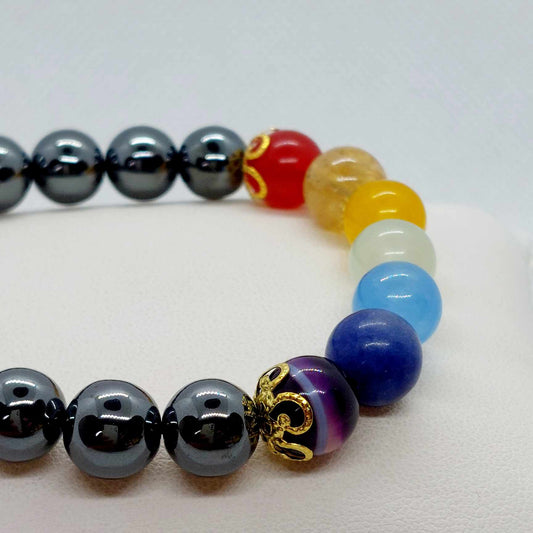 Natural Hematite Chakra Bracelet in 10mm Stones