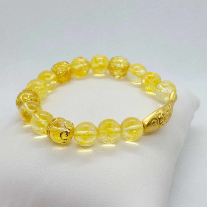 Natural Citrine with Large Silver Fish Bracelet in 10mm Stones