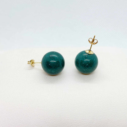 Natural Hetian Jade Mini Set in Solid 10K Gold with 14 & 18mm Stones