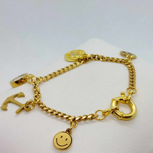 Lucky Charm Bracelet in Stainless Steel Gold Plated