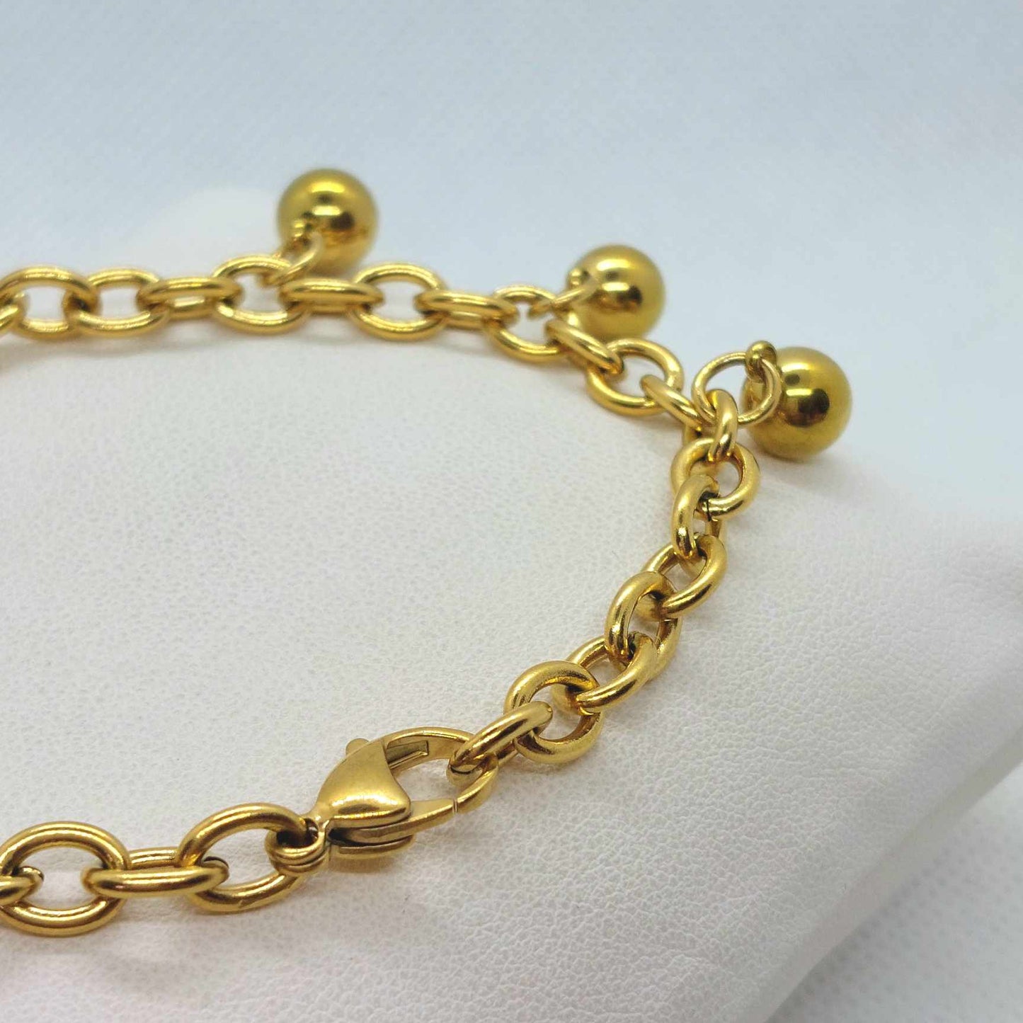 Stainless Steel Ball Bracelet Gold Plated