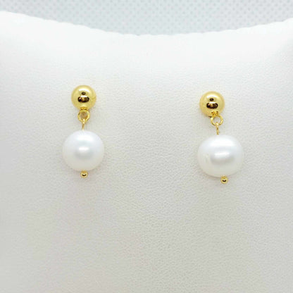 Natural Freshwater Pearl Earrings in Gold Plated Stainless Steel