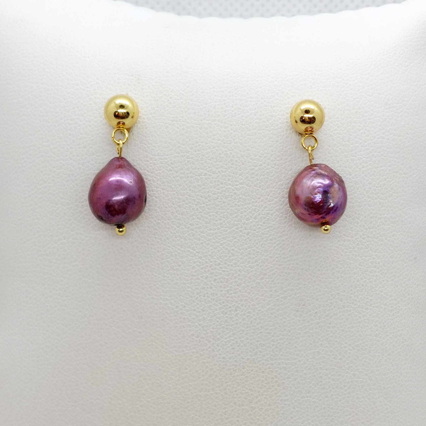 Natural Freshwater Pearl Earrings in Gold Plated Stainless Steel