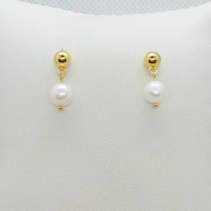 Natural Freshwater Pearl Earrings in Gold Plated Stainless Steel