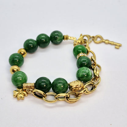 Natural Chinese Jade Bracelet in 12mm Stones