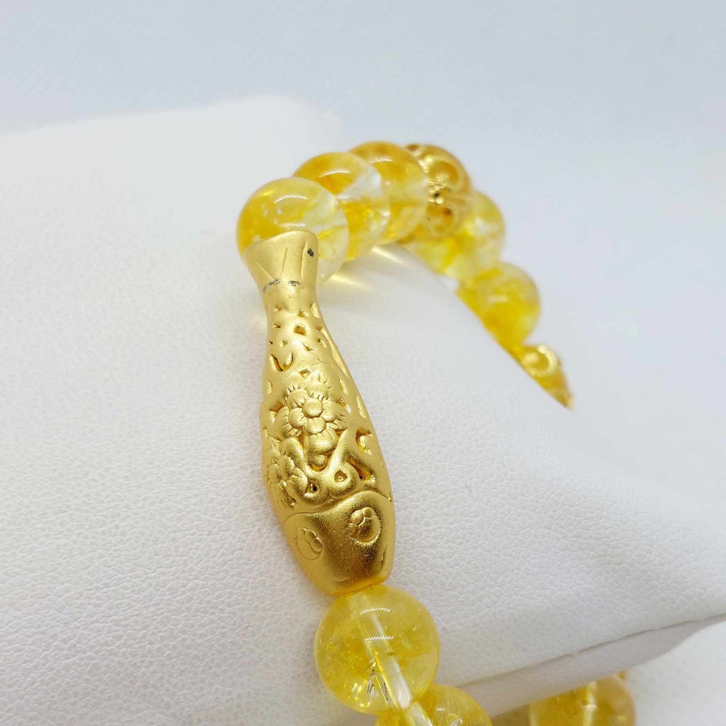 Natural Citrine with Large Silver Fish Bracelet in 10mm Stones