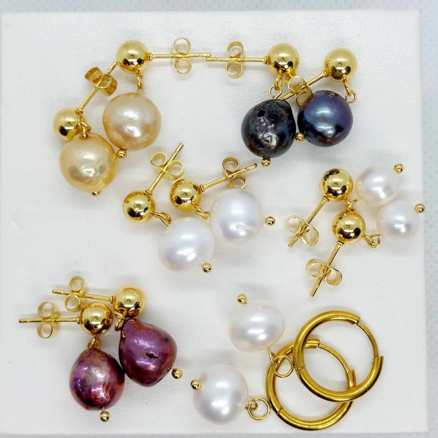 Natural Freshwater Pearl Earrings in Gold Plated Stainless Steel