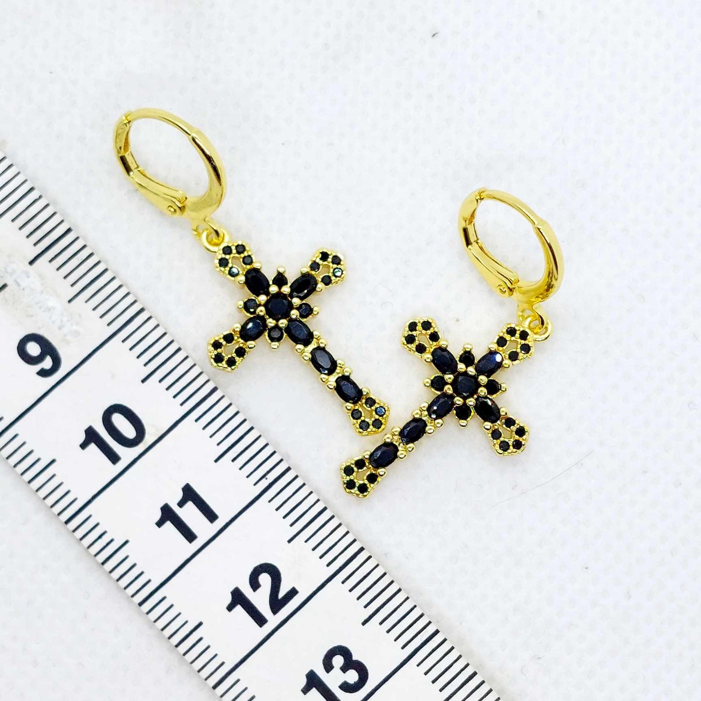 Cubic Zirconia Cross Earrings in Gold Plated Stainless Steel