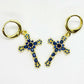 Cubic Zirconia Cross Earrings in Gold Plated Stainless Steel