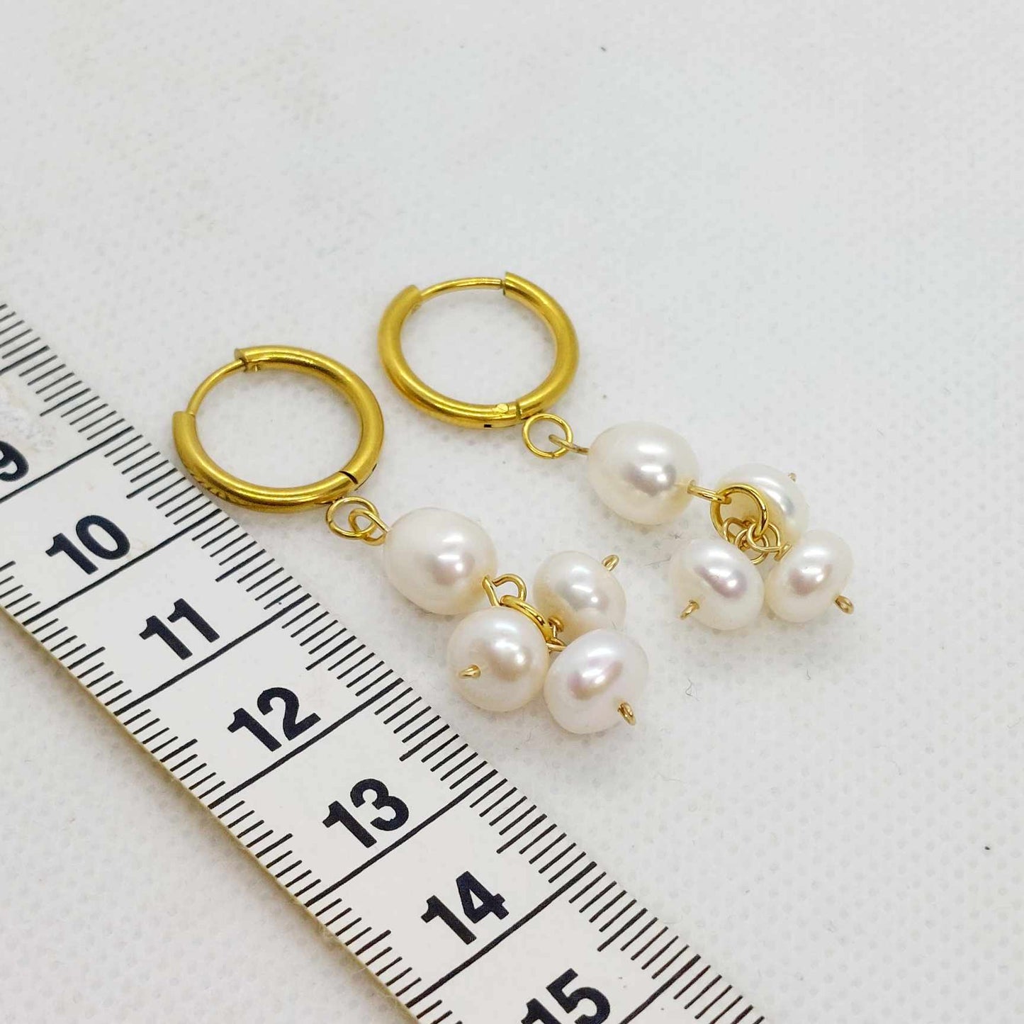 Natural Freshwater Pearl Dangle Earrings in Gold Plated Stainless Steel