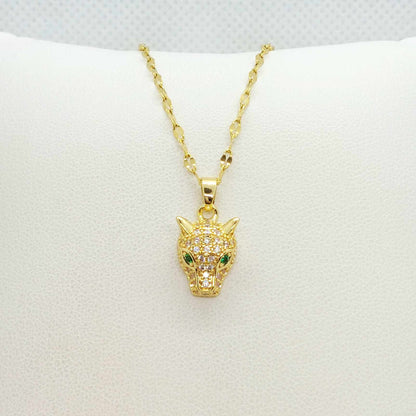 Panther Pendant in Stainless Steel with Gold Plated Necklace Chain