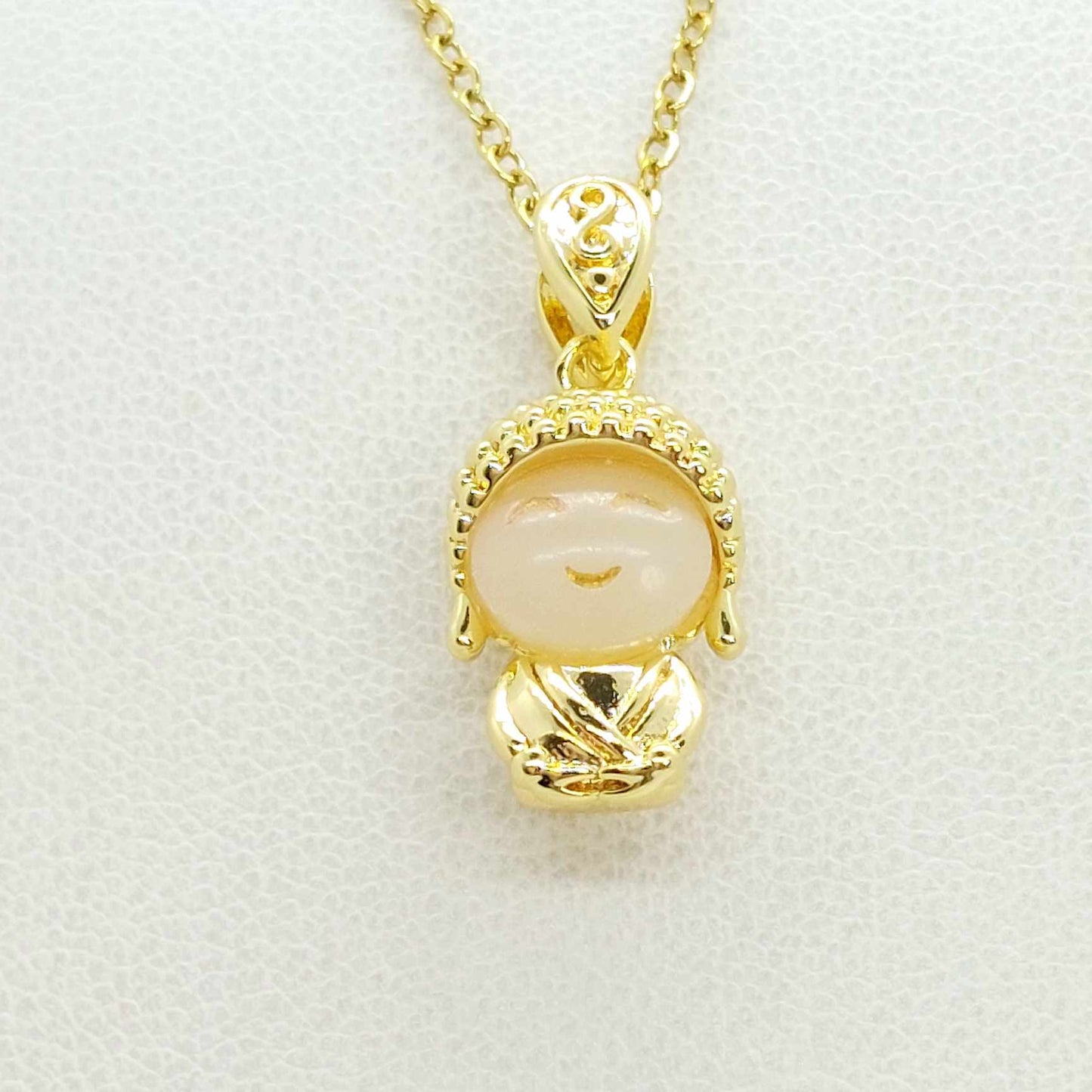 Mini Buddha Pendant in Stainless Steel with Gold Plated Necklace Chain