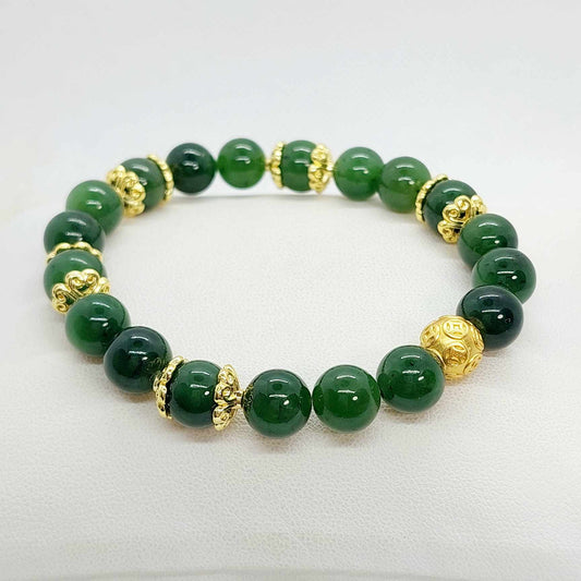 Natural Hetian Jade Bracelet in 10mm Stones